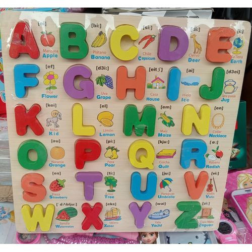 ABC Kids Wooden Colorful 3D Alphabet Board Early + Images