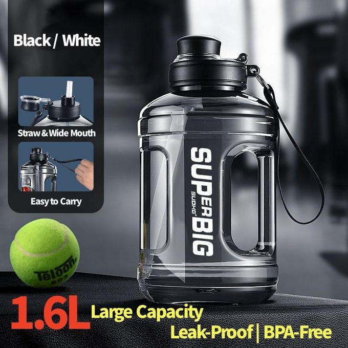 High Capacity Sports Water Bottle - Black