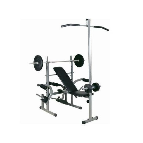 Weight Bench With Chest Push/Latt Pull With 20kg Weight And Gym Gloves