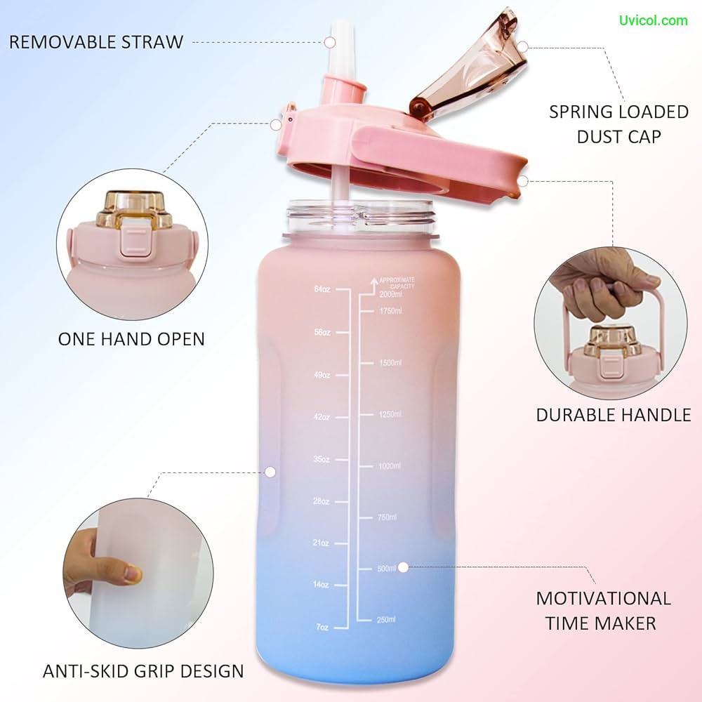 2L Water Bottle With Time Marker