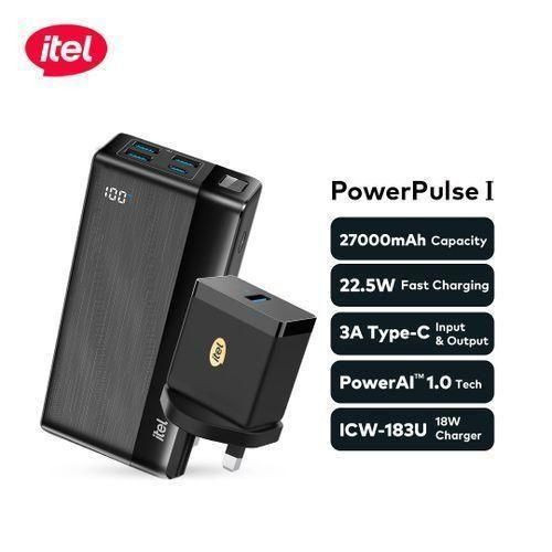 itel PowerPulse B1481 27000mAh PowerBank + 18W QC Fast Charger