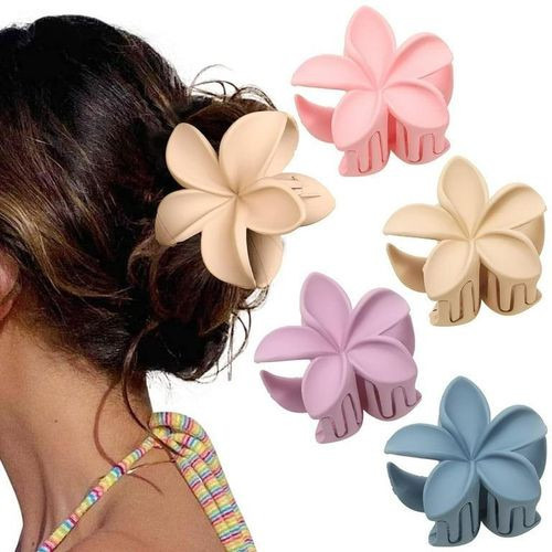 Women's Matte Flower Hair Clips Mixed Colors - 6pcs