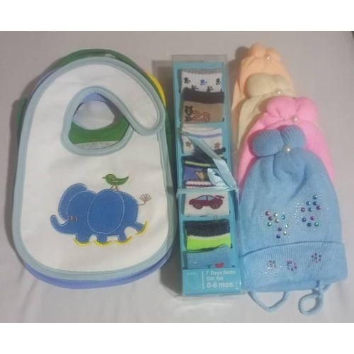 6 Baby Bibs 7 Pairs Of Socks And 4 Baby Caps