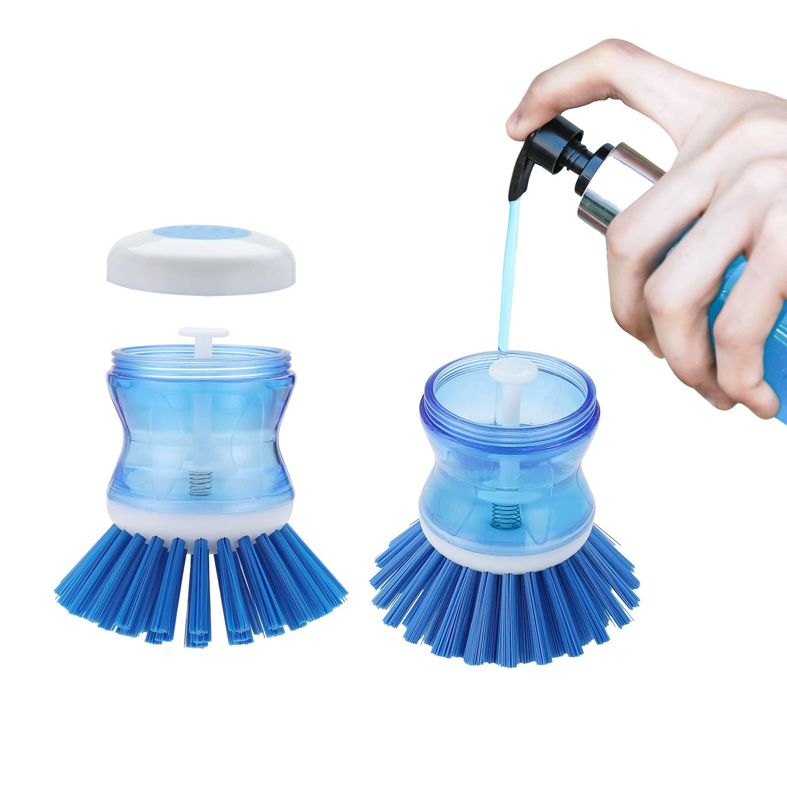 Dish Washing Brush With Liquid Soap Dispenser (3 Pieces)